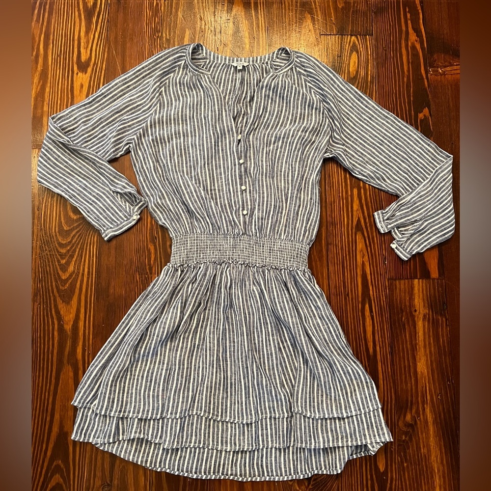 Rails Jasmine Tibet Striped Linen Smocked Dress L… - image 3